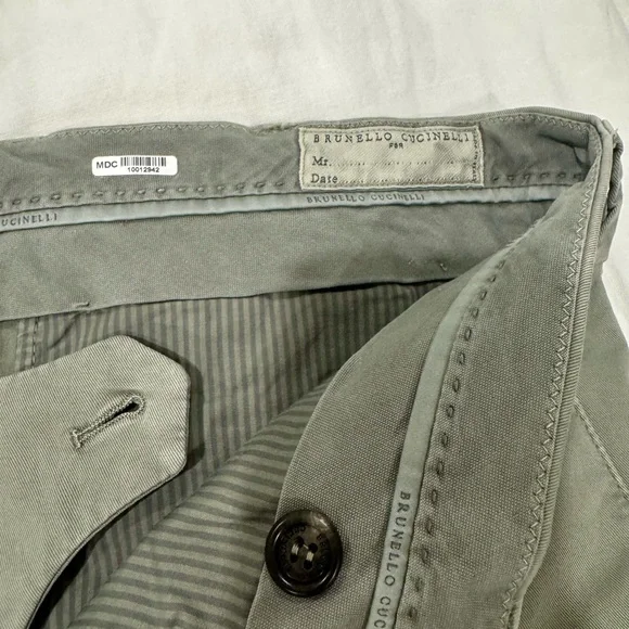 Brunello Cucinelli Green Chinos, Italian Fit, Size 52 (US 36) - Picture 3 of 5